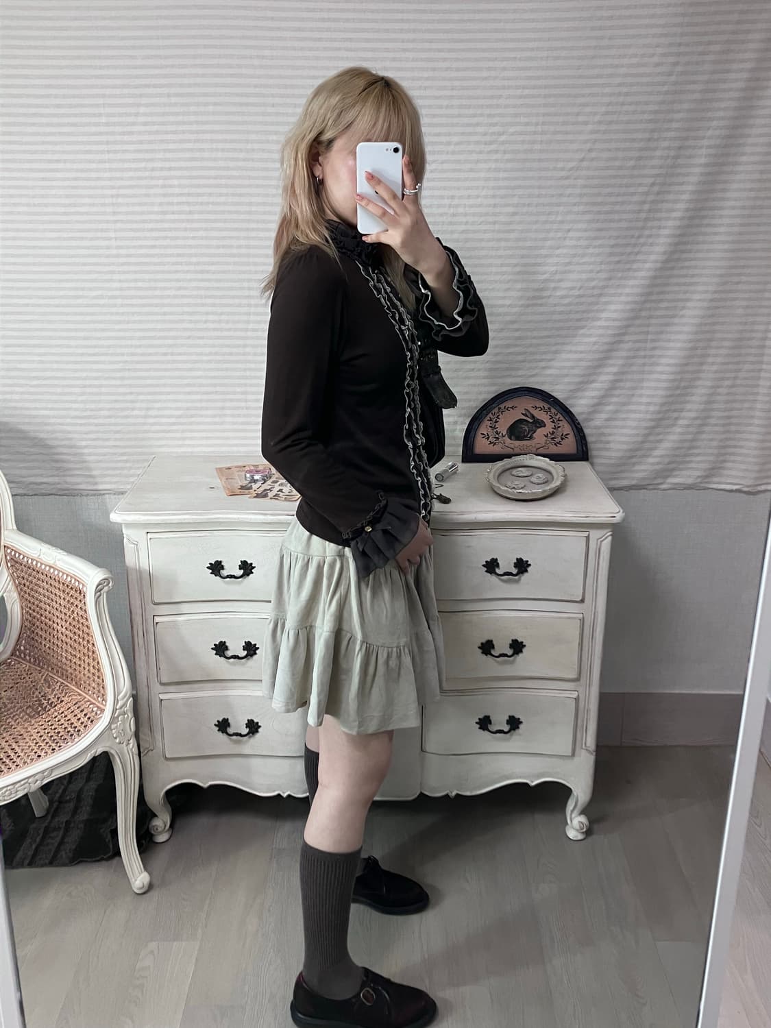 axes femme brown lace frill blouse 상품이미지5