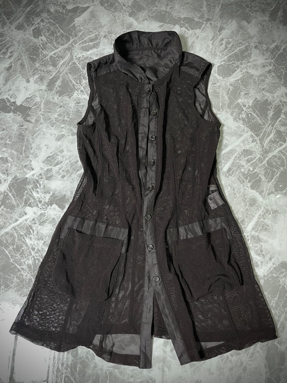 mesh higgneck sleeveless long shirts 상품이미지1