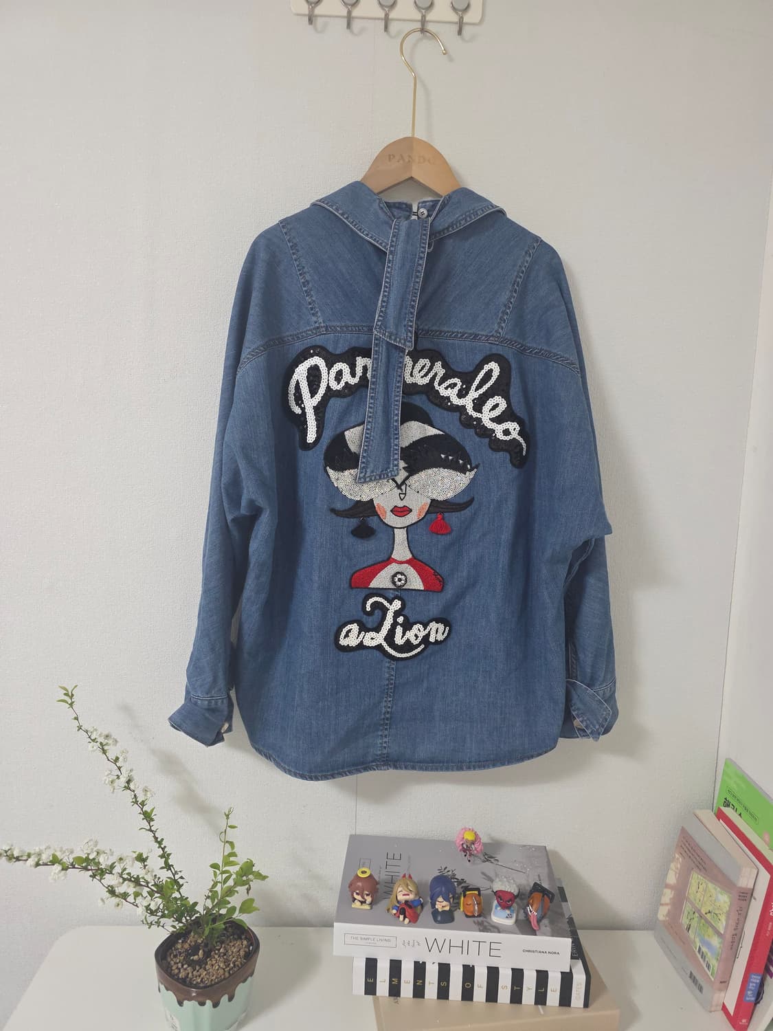 한섬 오즈세컨 데님 자수 셔츠 자켓 청남방 55-66 상품이미지4