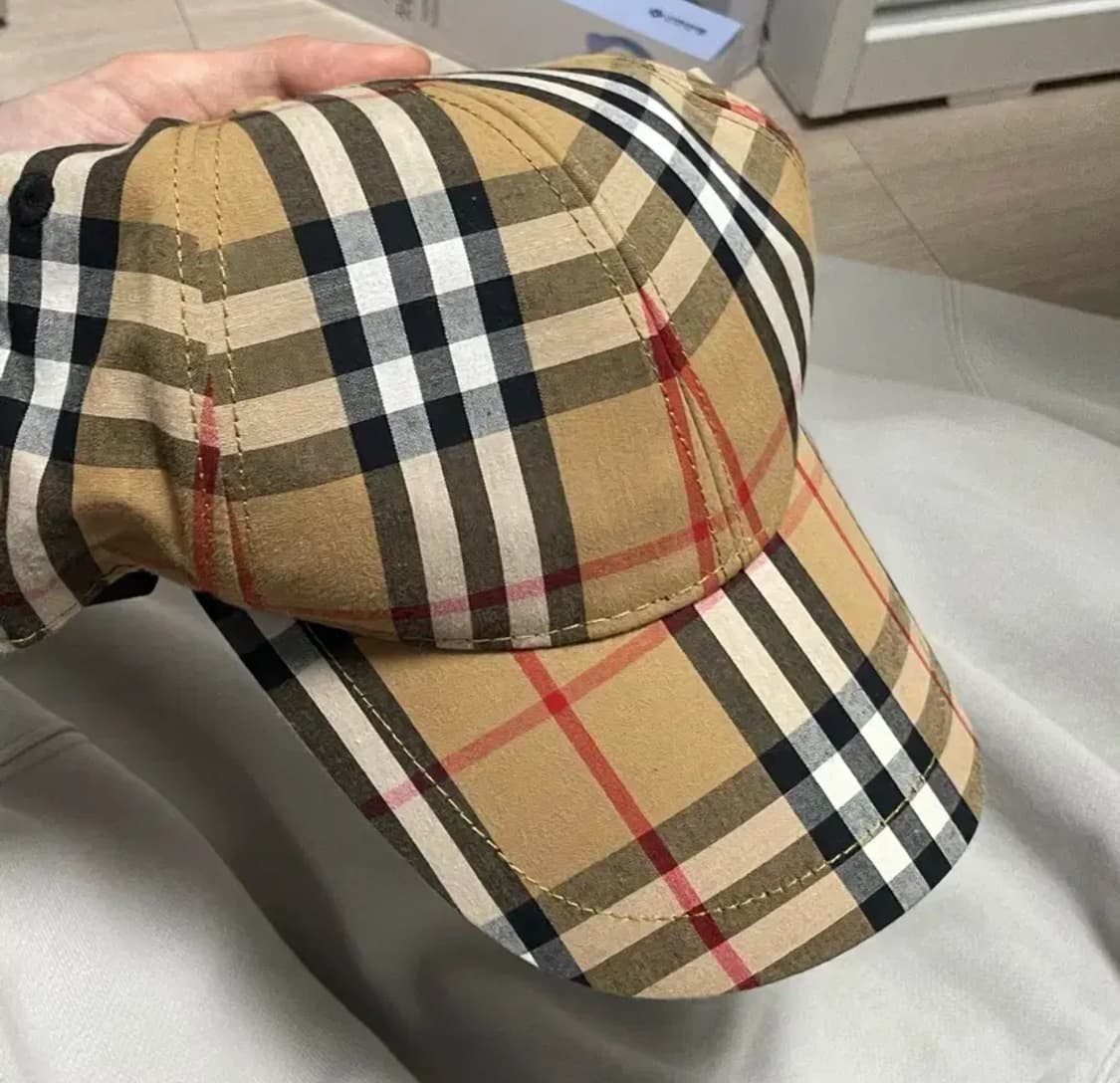 남녀공용 버버리 노바 체크 베이스볼 스트라이프 코튼 볼캡 캔버스 모자 상품이미지4