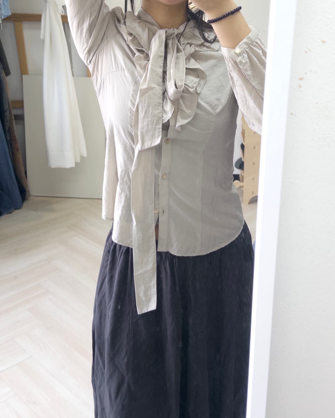 [RU PLAIN] ribbon cotton blouse  상품이미지3