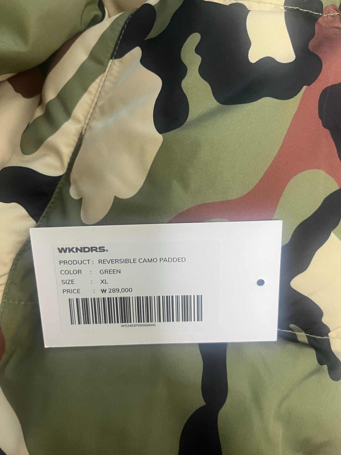 위캔더스 카모 리버서블 패딩 XL 상품이미지5