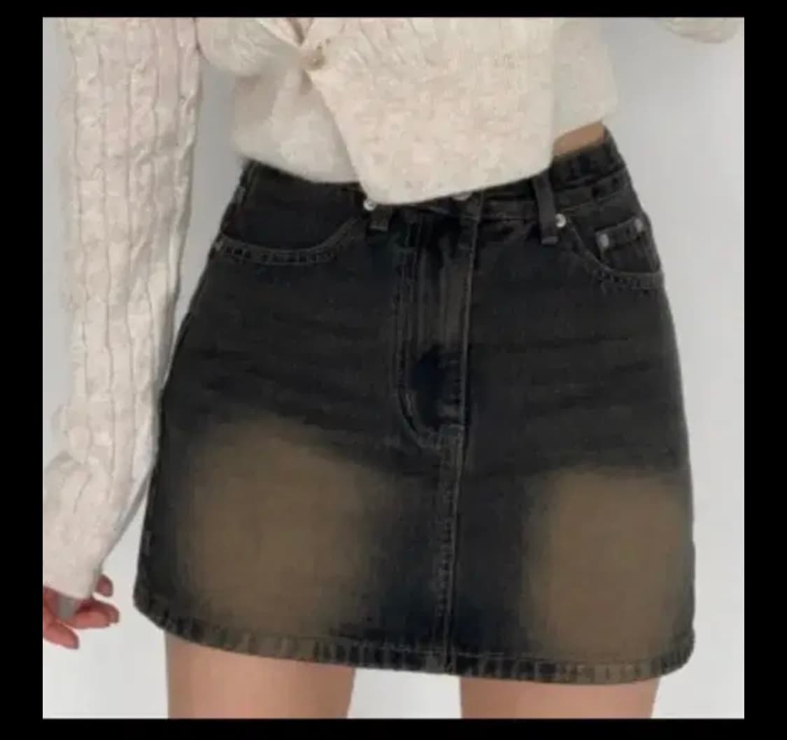 빈티지 시스루 데미지 니트 펑크 y2k 워싱 청치마 미니 데님 스커트 상품이미지4