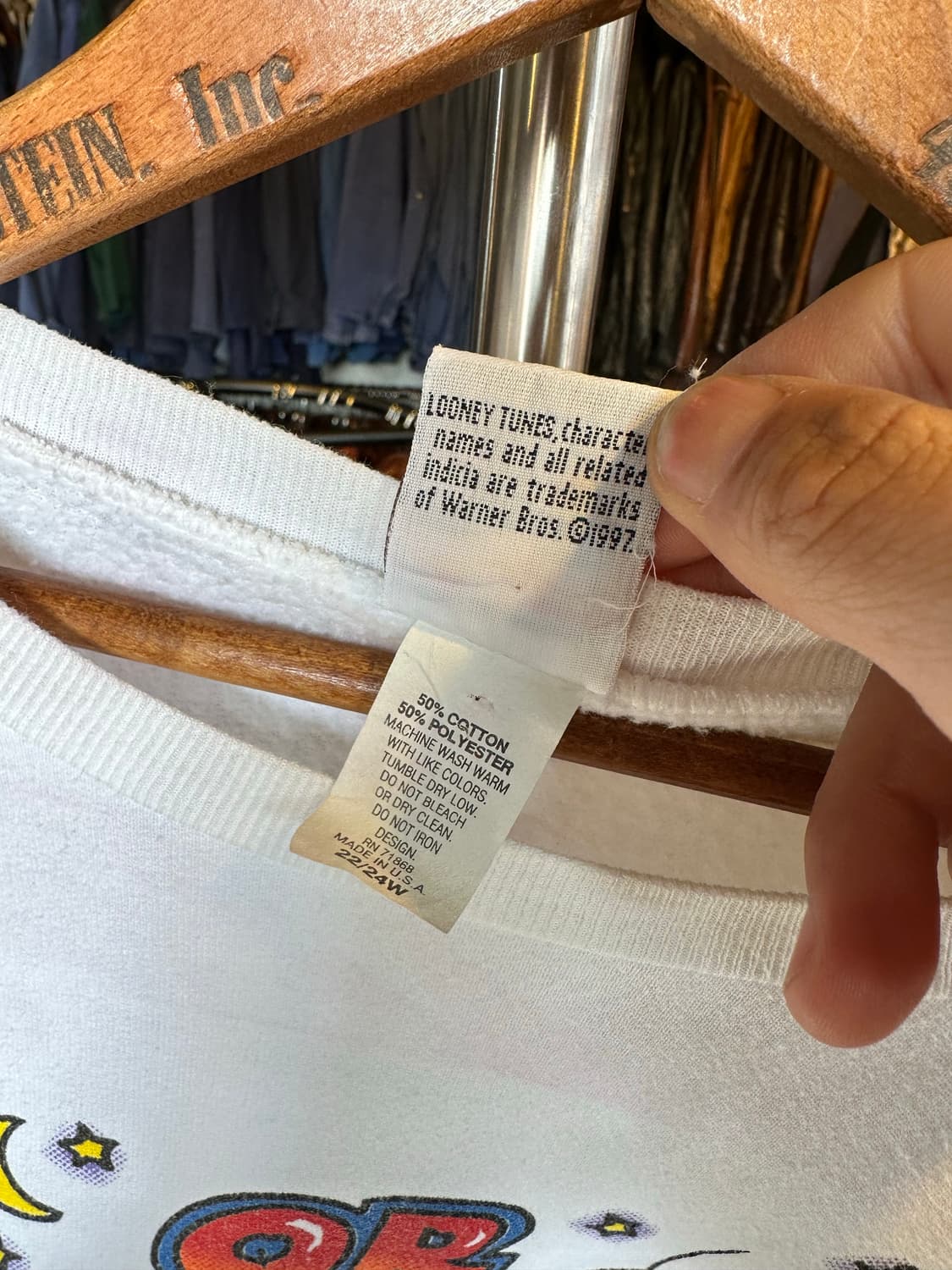 90s 루니툰즈 50/50 프린팅 스웻셔츠 made in usa 상품이미지7