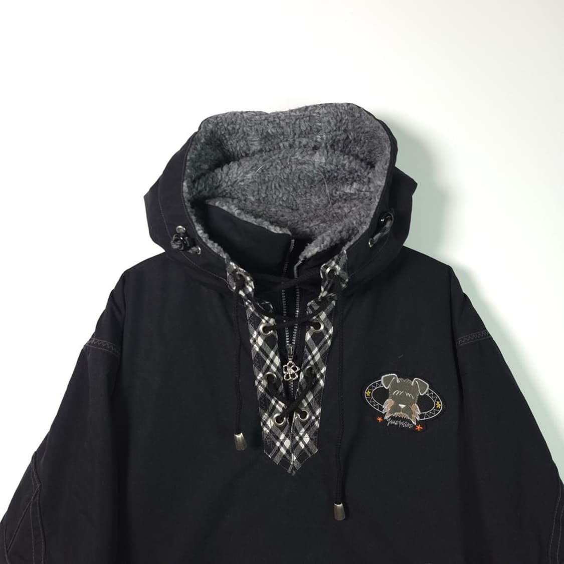 Japan Vintage 양털 안감 체크 아노락 후드 자켓  상품이미지3