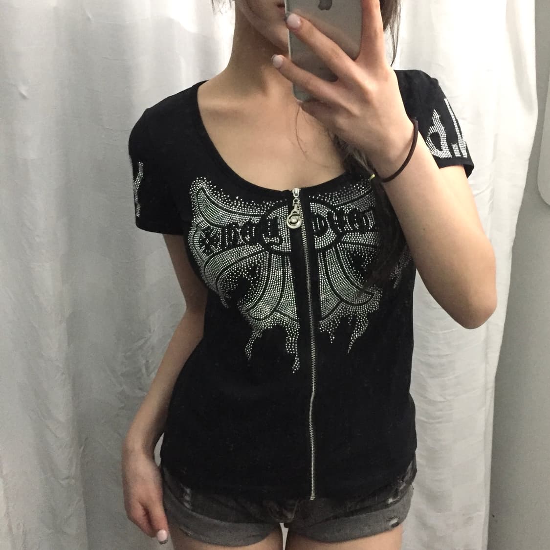 Red Pepper 갸루 펑크 핫픽스 반팔 집업 상품이미지2