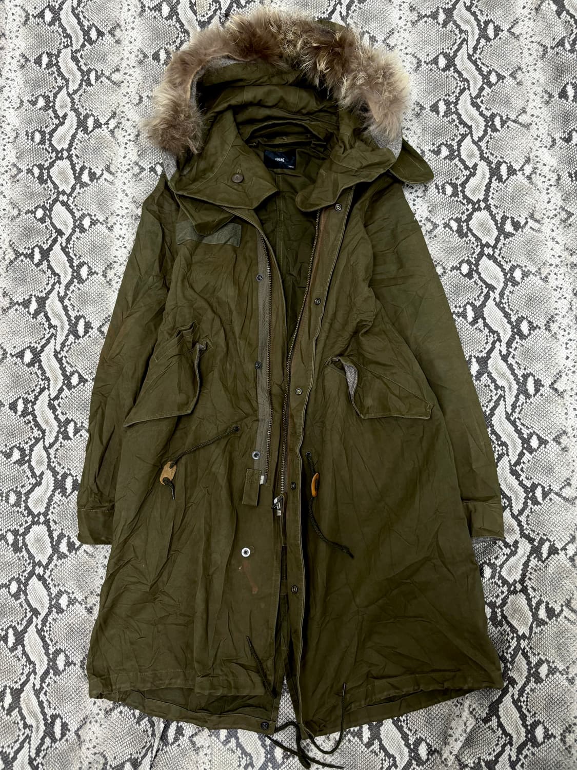 “HARE” Grunge Mood Fur Detail Hooded Fie 상품이미지5