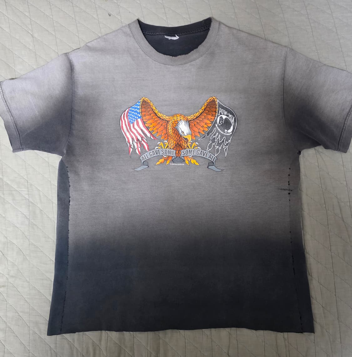 [OS] 00s 빈티지 이글 프린팅 반팔 티셔츠 트래쉬드 페이드 그레이 상품이미지1