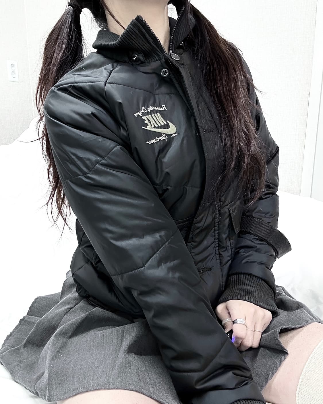 나이키 자수로고 블랙 누빔자켓 상품이미지1