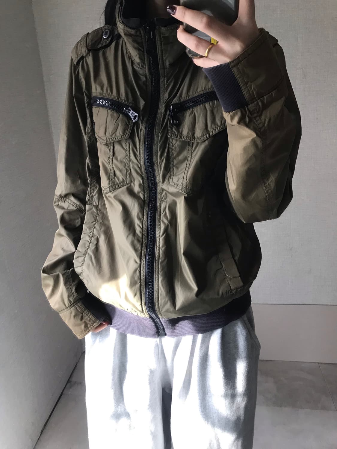 버카루 카키 워시드 유틸리티 자켓 상품이미지2