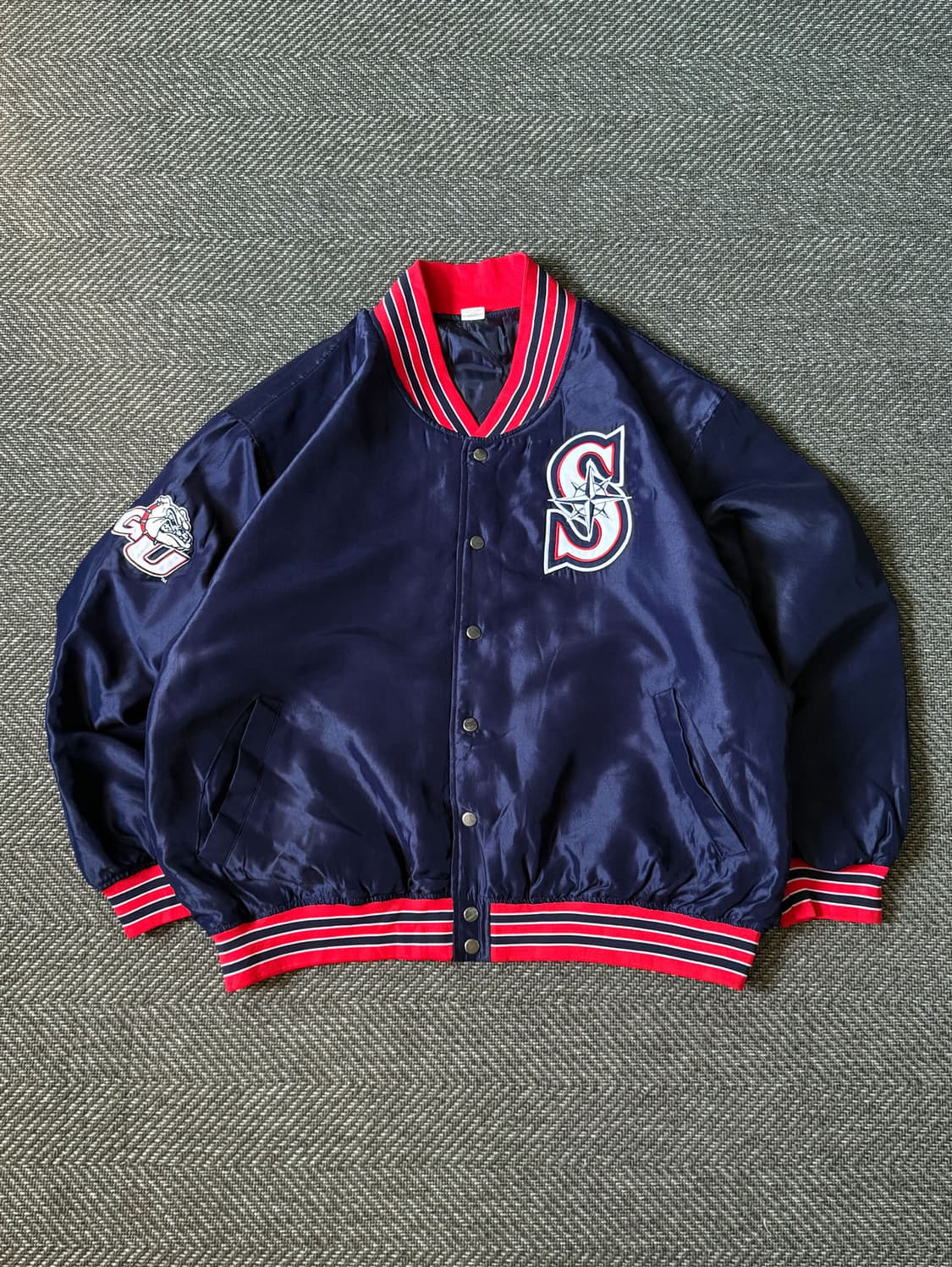 90s 시애틀 매리너스 새틴 퀼트 바시티 자켓 (105-110) 상품이미지1