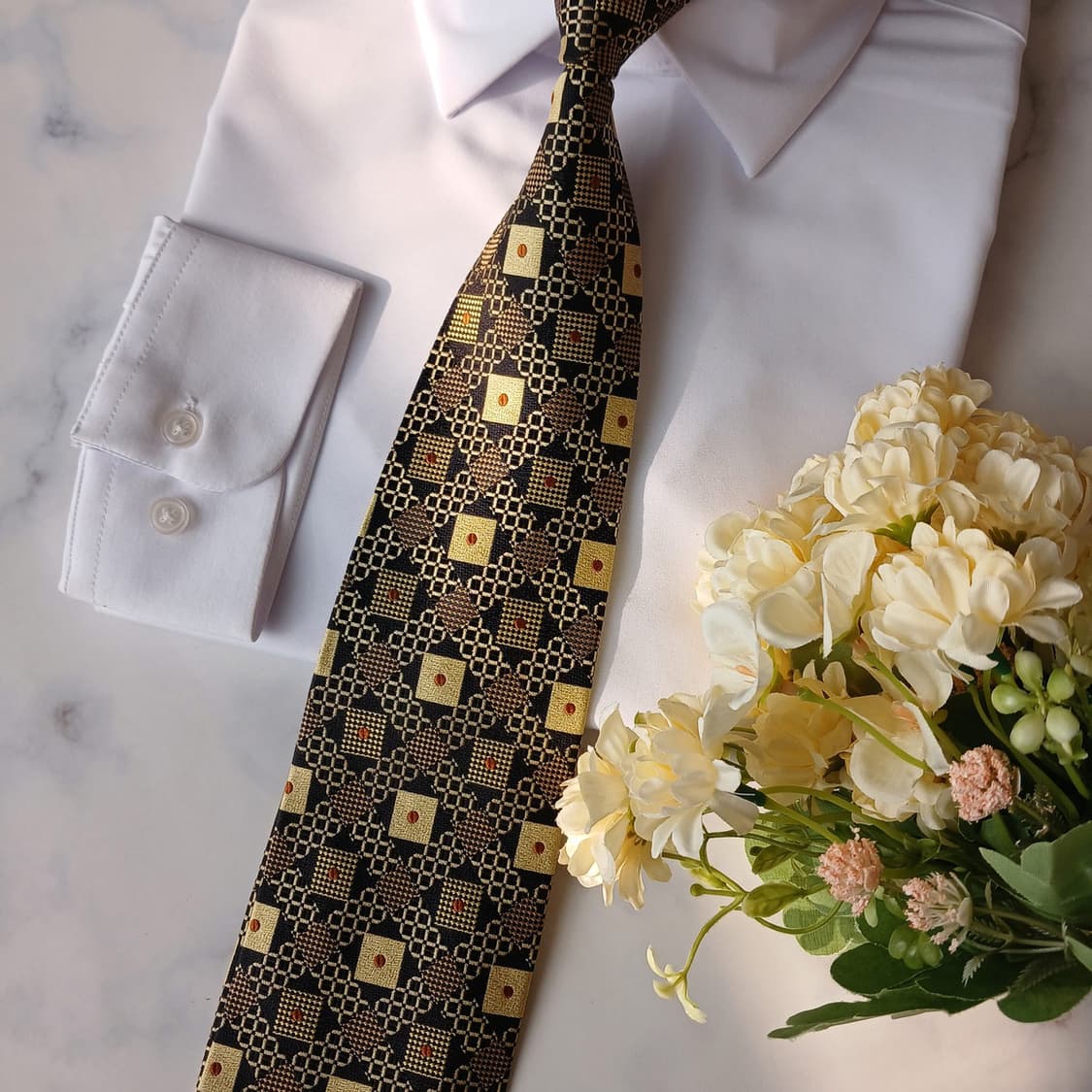 소니아 리키엘 실크 블랙 패턴 넥타이 9.4cm A+등급 A19749 상품이미지7