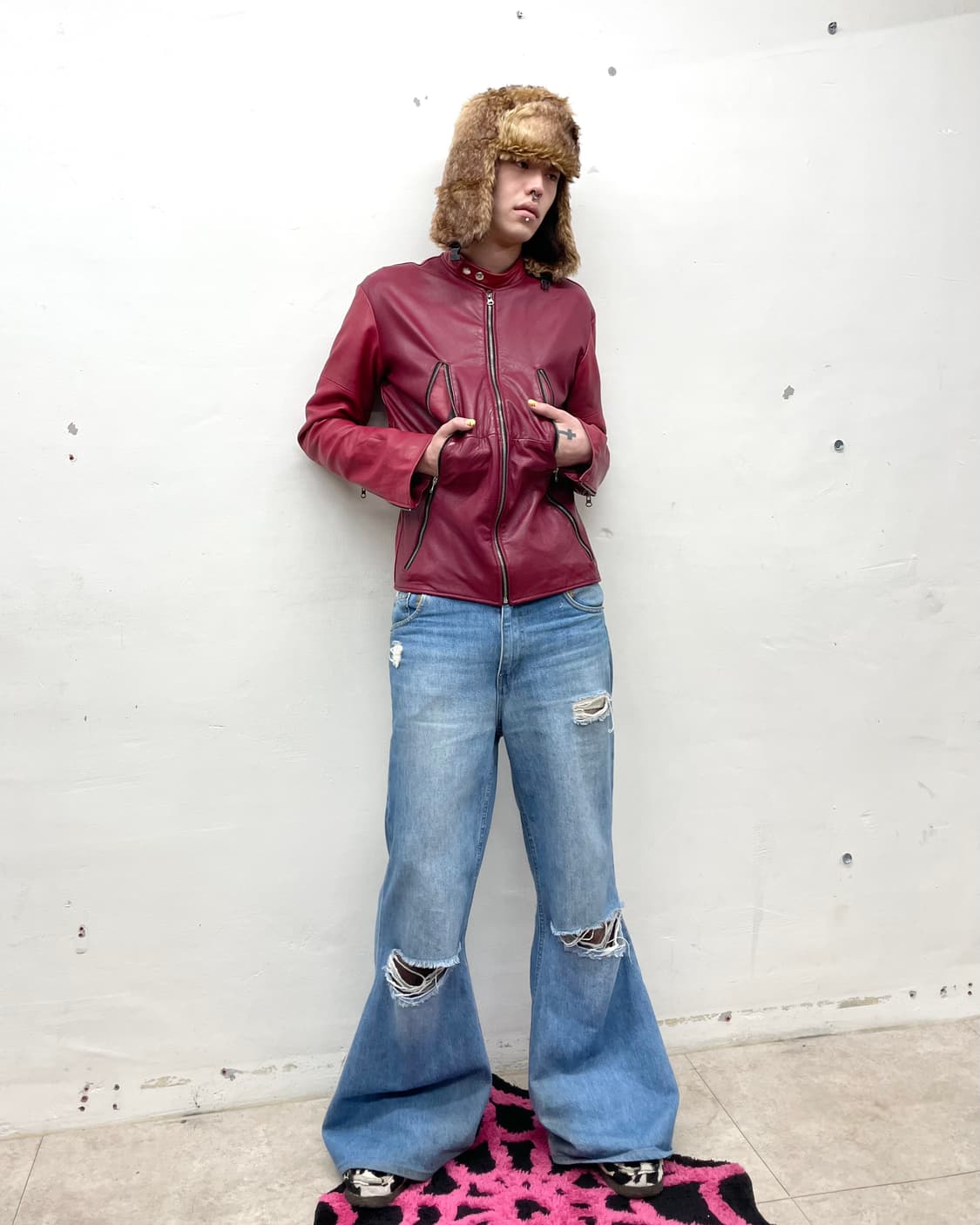 2 Closer Red Retro Biker Jacket  상품이미지7