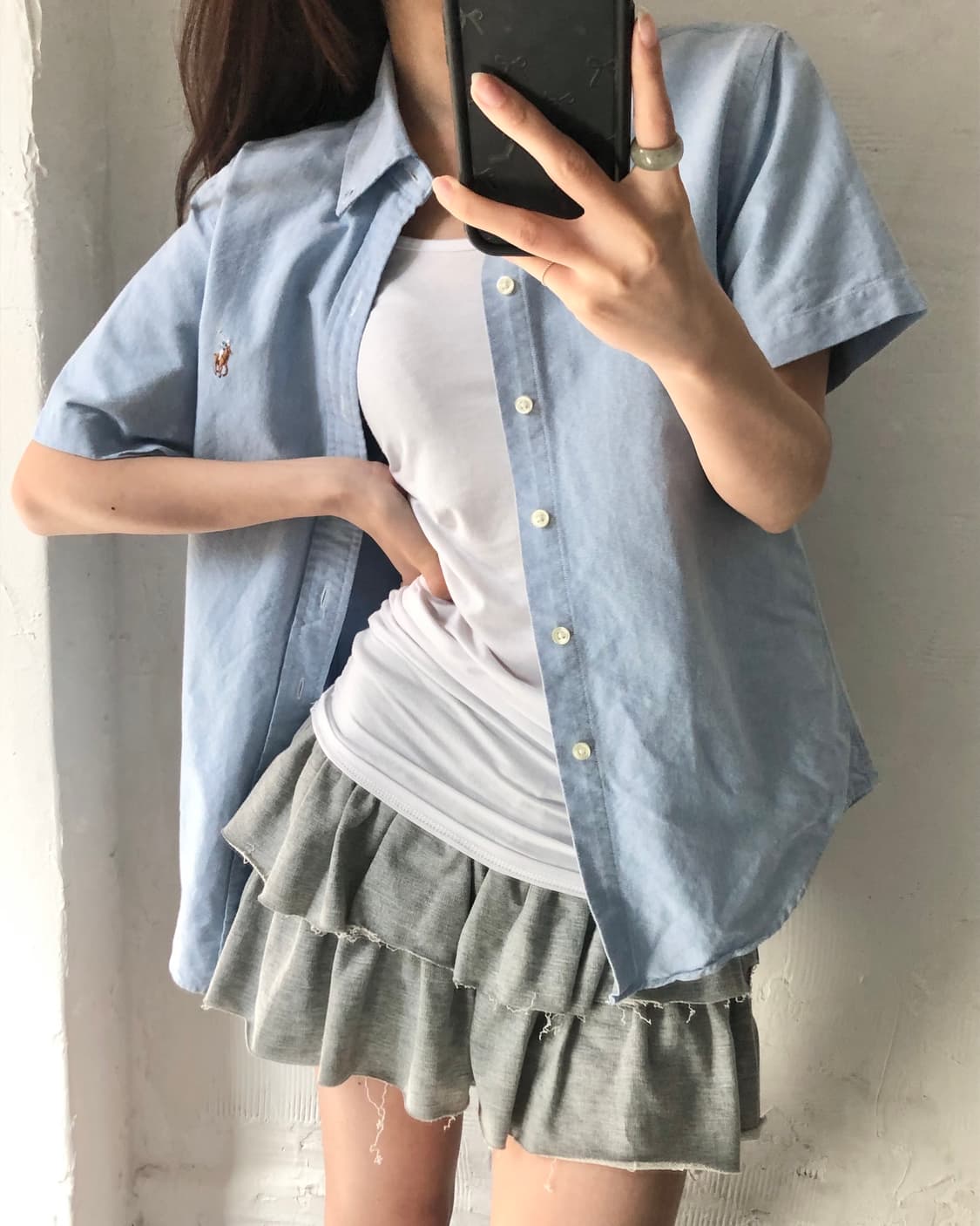 Polo 폴로 랄프로렌 스카이블루컬러 신형 반팔 셔츠 상품이미지2