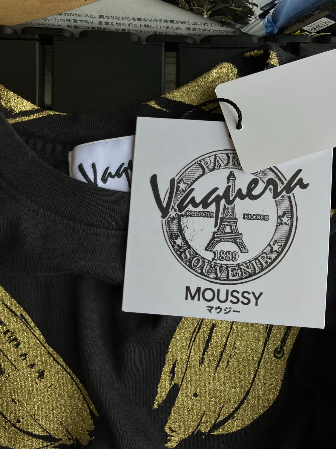 [S] 바퀘라 X Moussy 헤드폰 베이비 티셔츠 블랙 상품이미지5