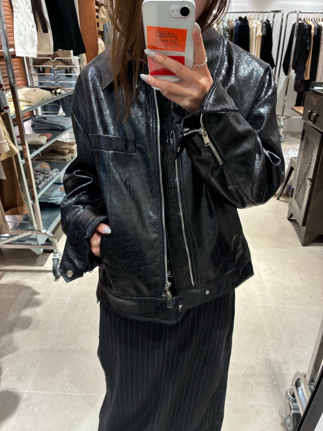 Noier 크랙 레더 자켓 상품이미지9