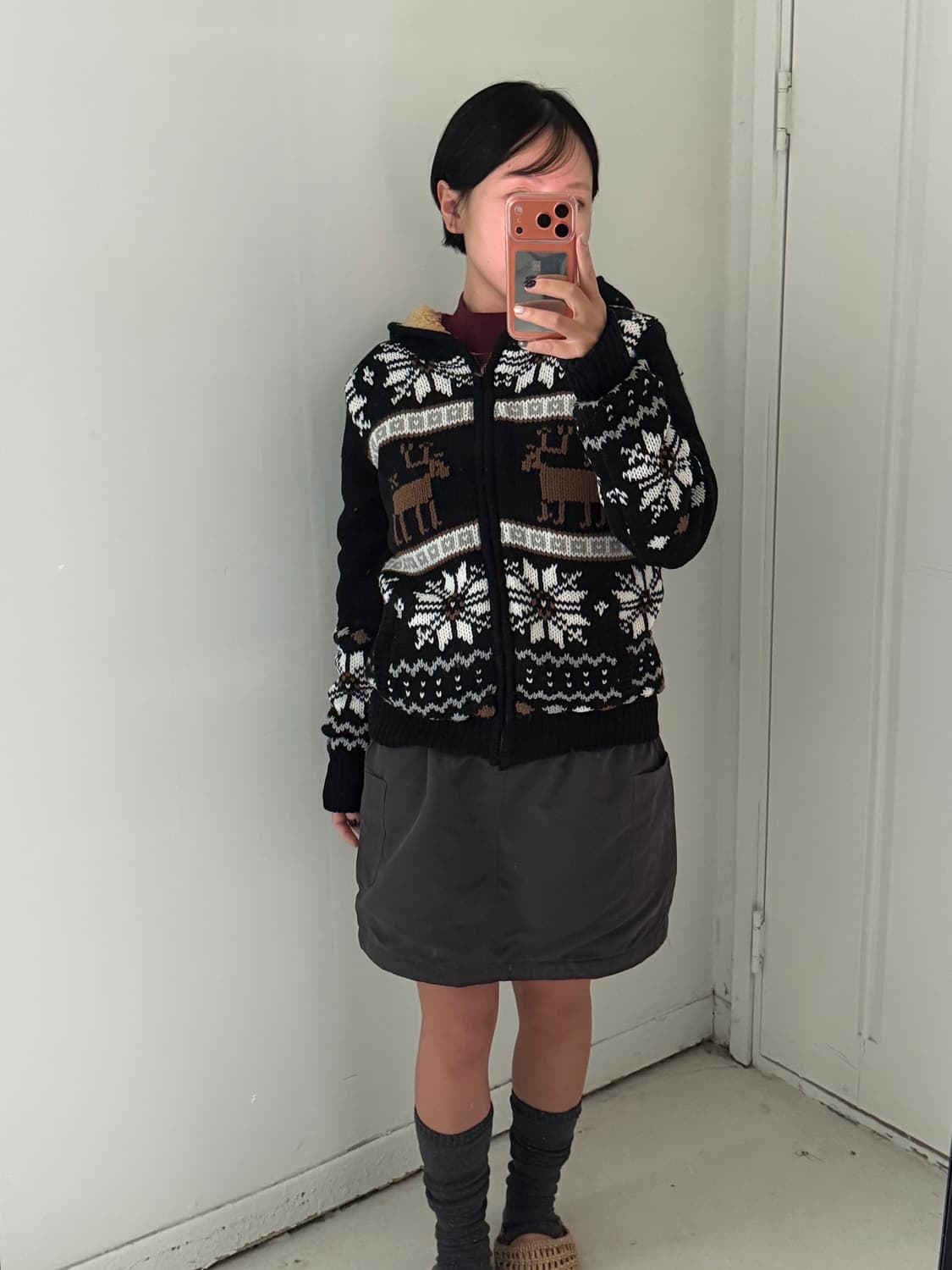 일본빈티지 리버시블 후리스 스커트 상품이미지5