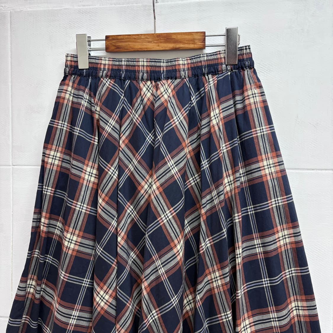 네이비 체크 플레어 모리걸 롱 스커트 JPN 상품이미지2