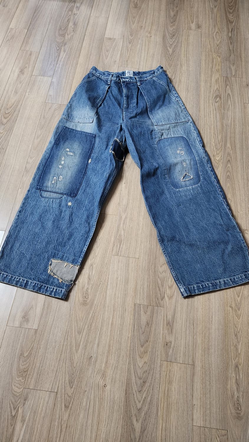 캐피탈 14온즈 데님 퍼티그 배기 팬츠 러쉬필드 리메이크 프로세싱 상품이미지2