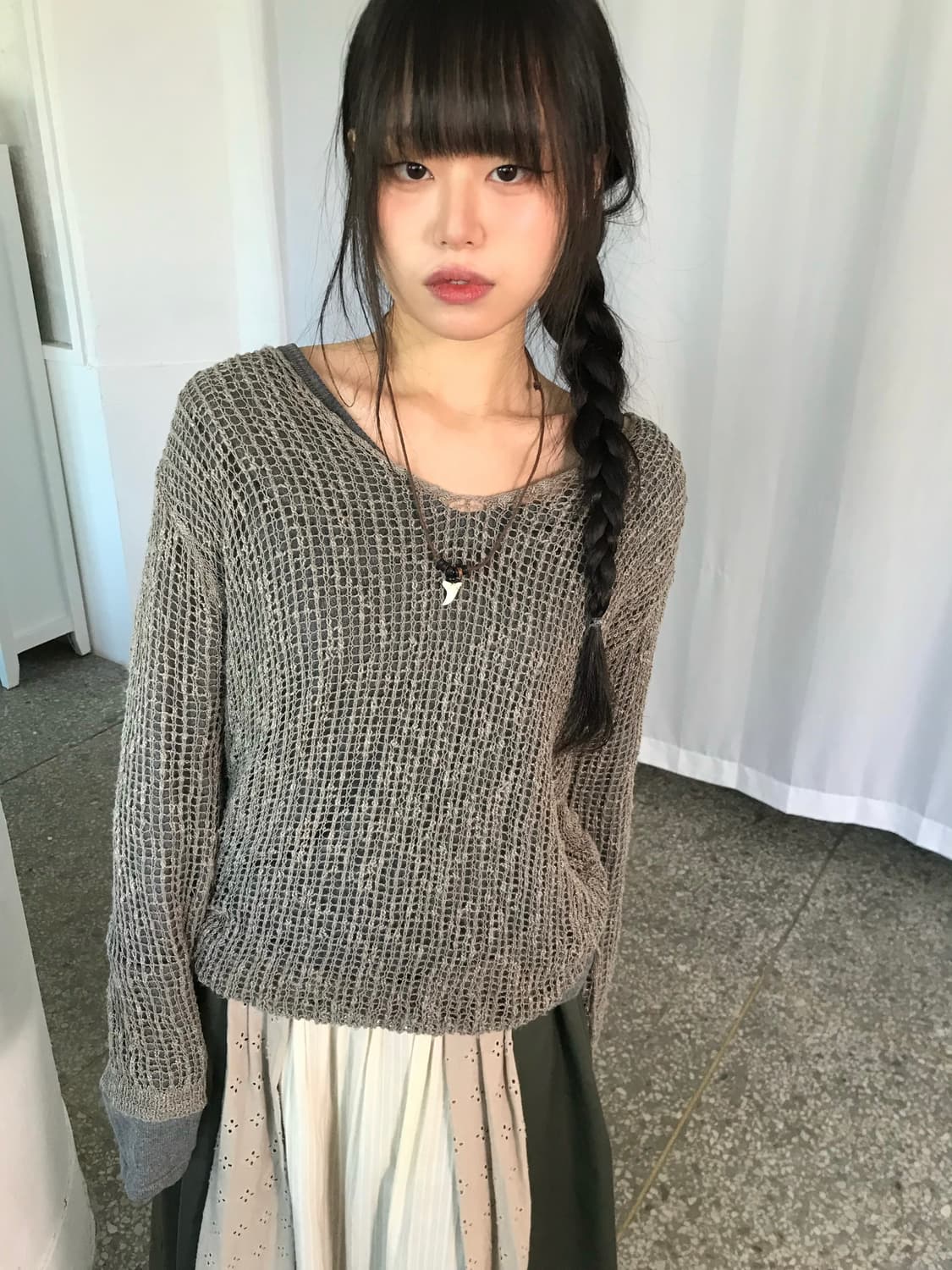 스트링 디테일 레이어링 니트 상품이미지6