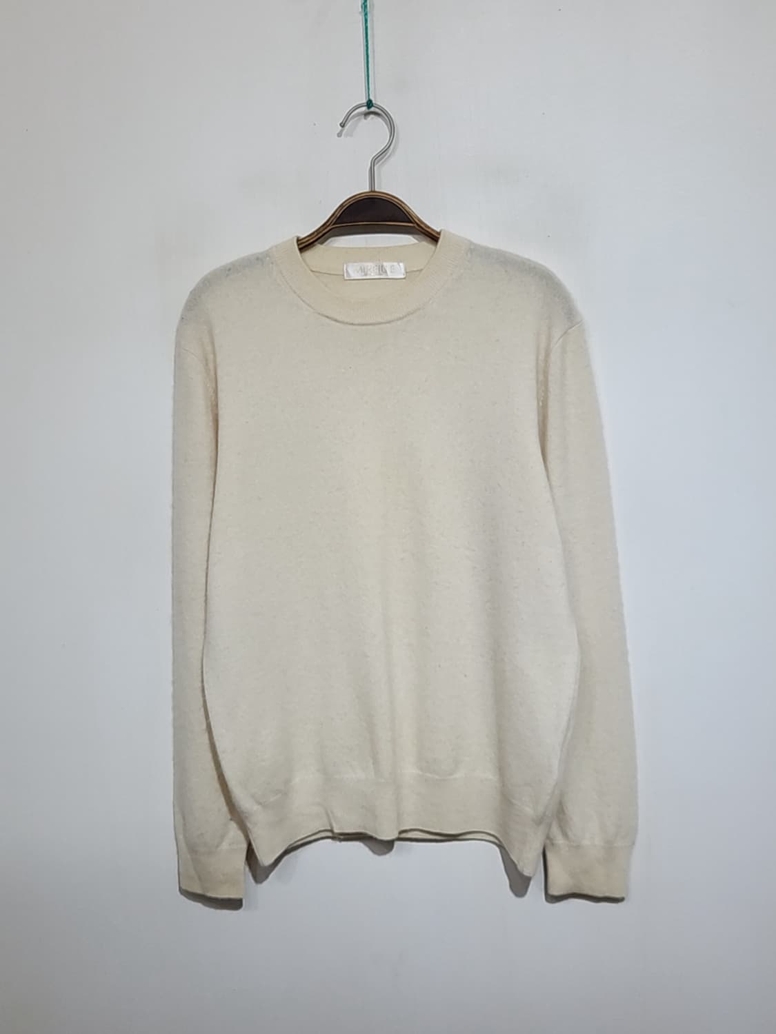 (L) 캐시미어 니트 아이보리 스웨터 무지 라운드  상품이미지1