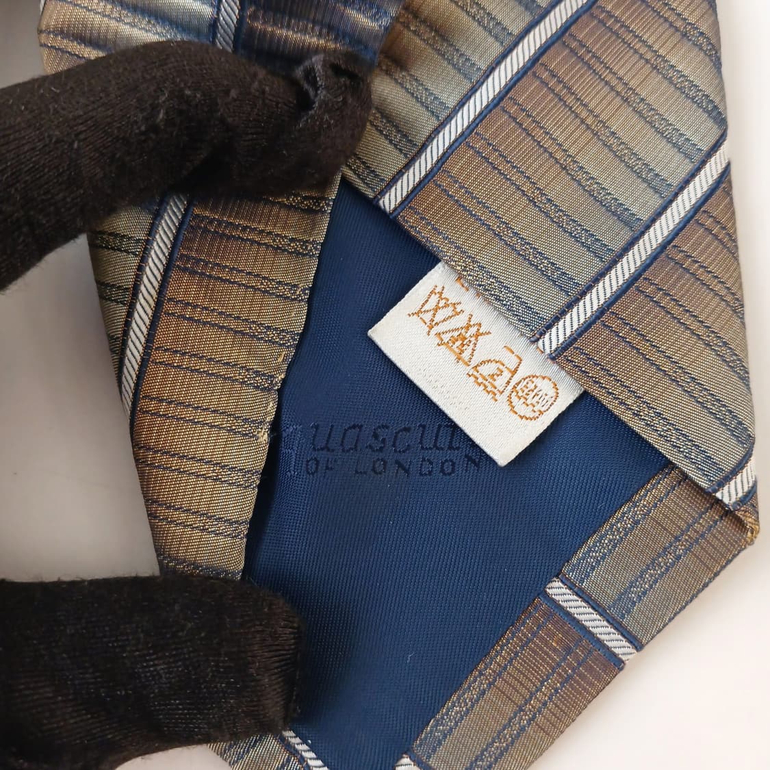 아쿠아스큐텀 실크 브라운 스트라이프 넥타이 9.5cm A등급 A19424 상품이미지9