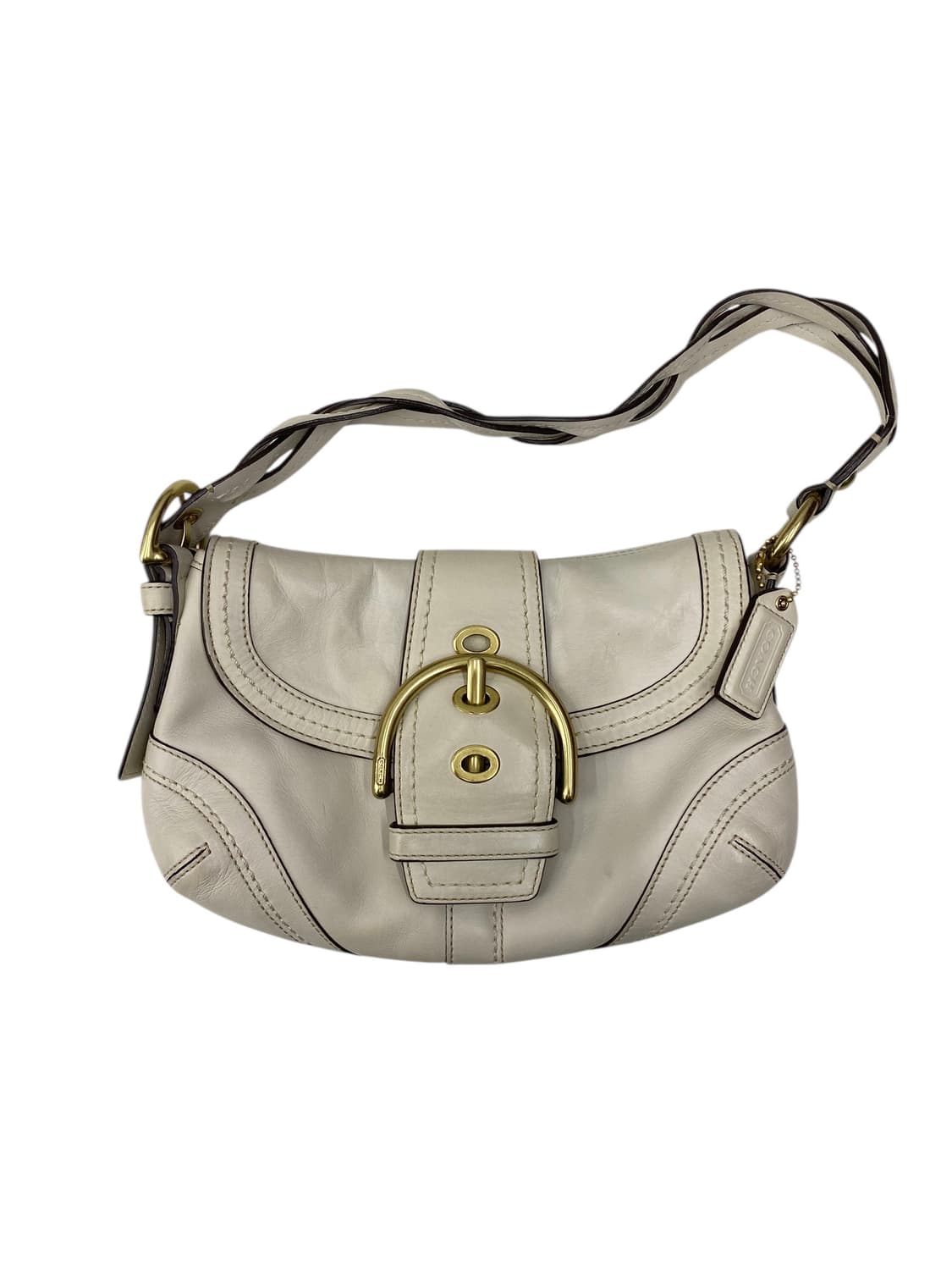 코치 y2k 레더 크림 숄더백 상품이미지1