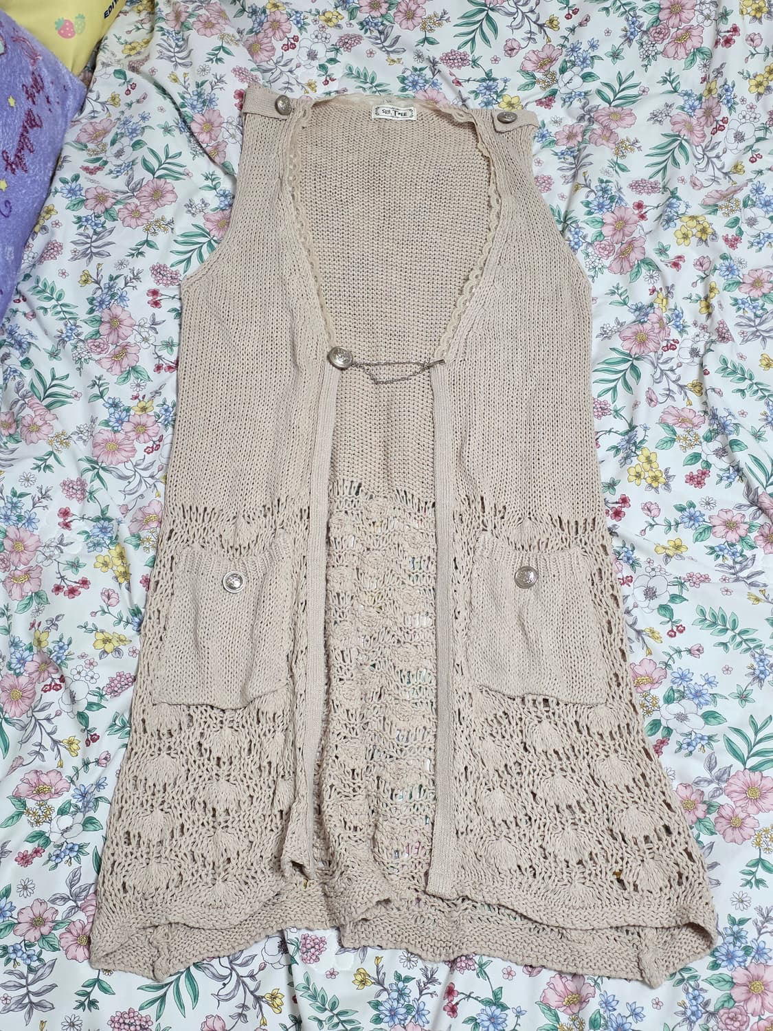 일본빈티지)히피 앤틱 크로셰 y2k 모리걸 롱니트 레이어드 베스트가디건 상품이미지2