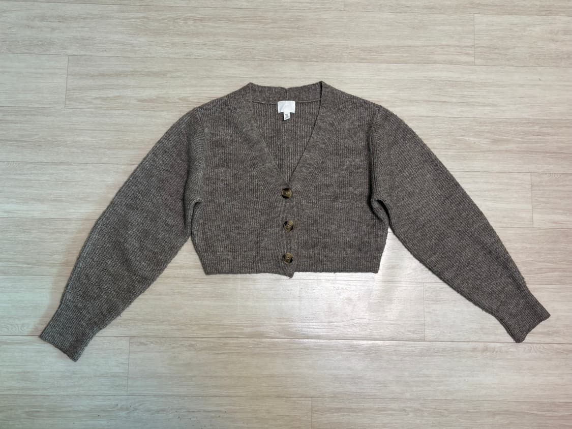 브라운 크롭 가디건 상품이미지1