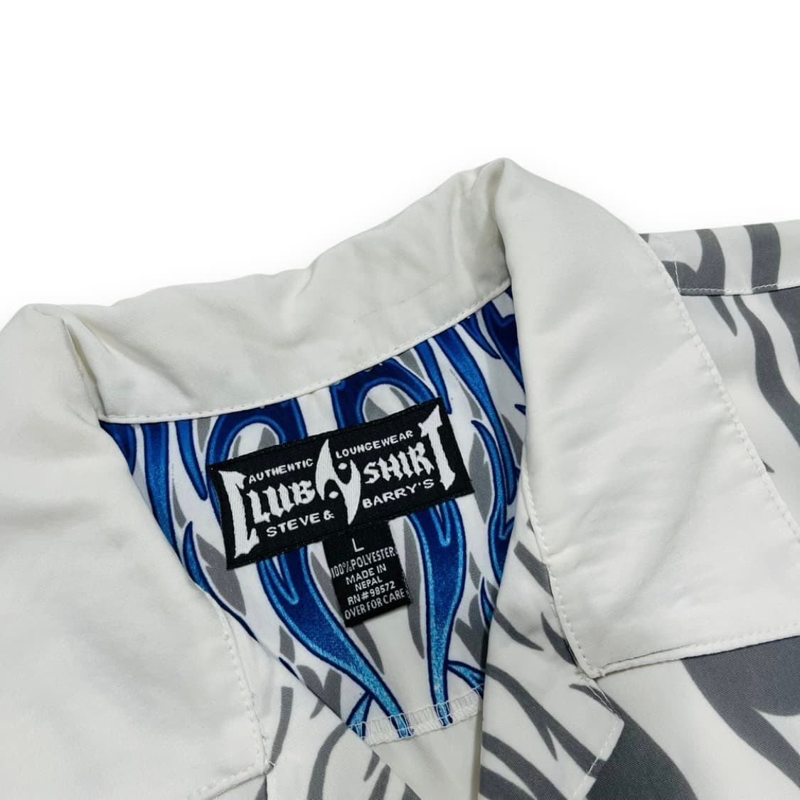 Steve Barry’s 00s 아쿠아 블루 플레임 반팔 셔츠 상품이미지4