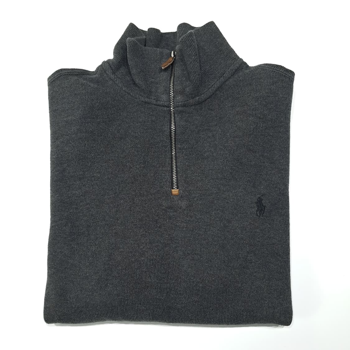 CL193 폴로 코튼 레더풀러 피케 차콜 하프집업 니트 스웨터 상품이미지7