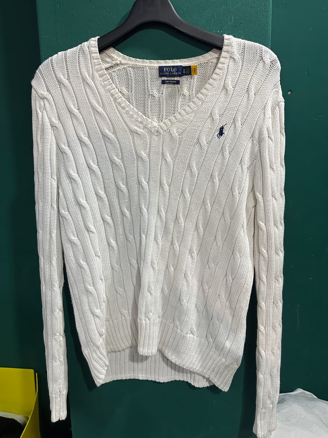폴로 브이넥 꽈베기니트 화이트XL 상품이미지1