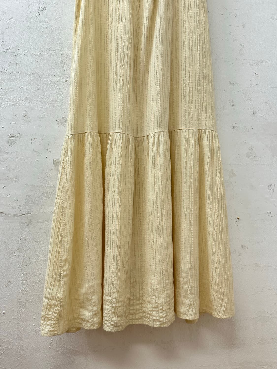 일본빈티지 레몬 버터 크링클 텍스처 티어드 슬리브리스 원피스 상품이미지5