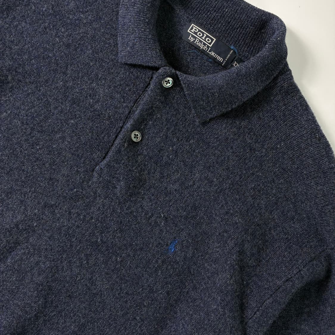 Polo  폴로 랄프로렌 자수 램스울 네이비 카라 니트  상품이미지3