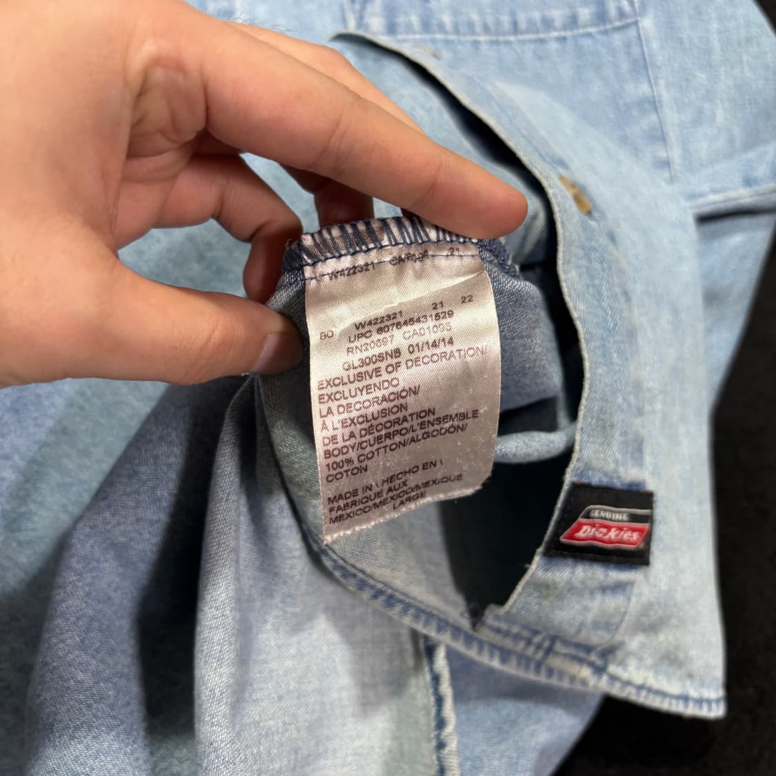 L 디키즈 제뉴인 연청 데님셔츠 상품이미지5