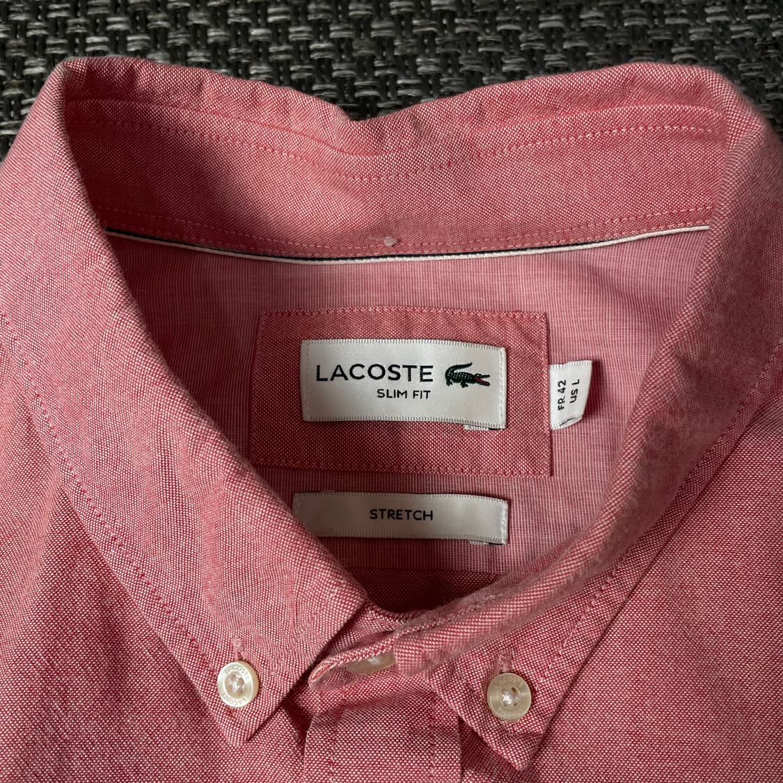 라코스테 자수로고 핑크 긴팔 셔츠 슬림핏 L 상품이미지4