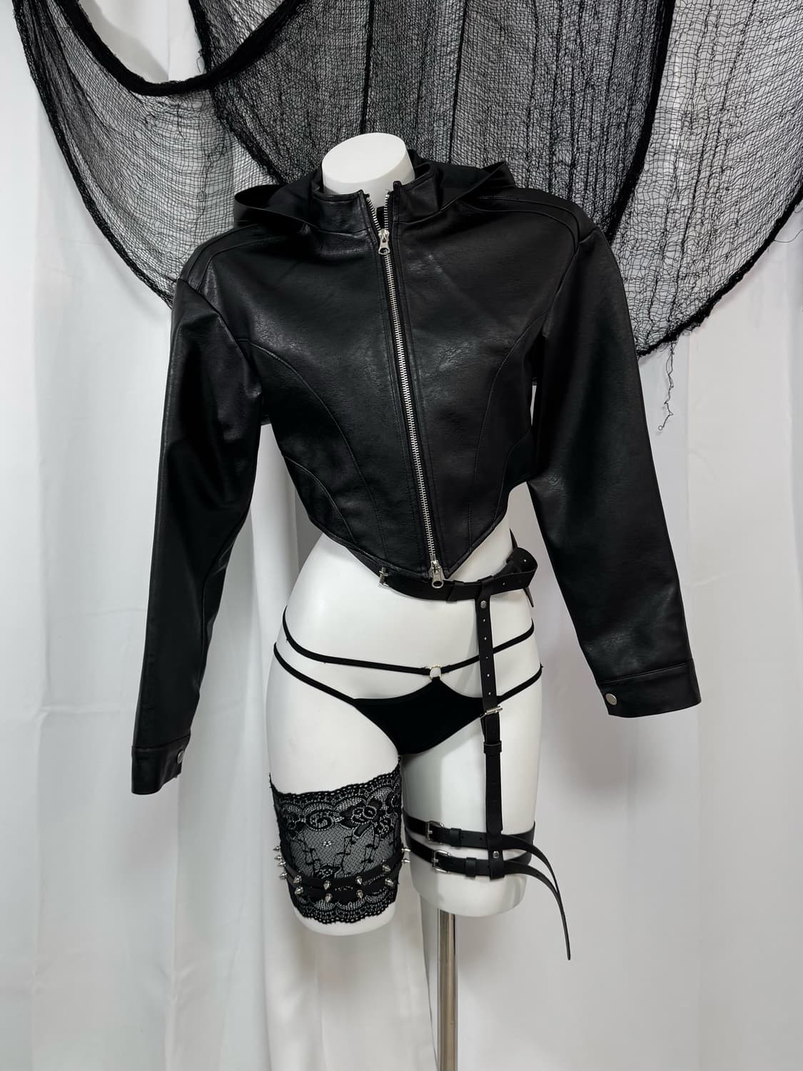 leather hood jacket 상품이미지2