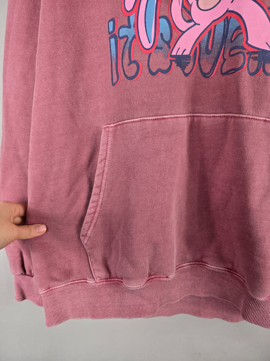 [무료배송]꼼파뇨 M 여성 기모 피그먼트 후드티 인디핑크 상품이미지5