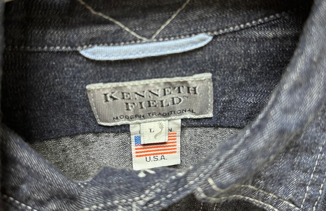 택포)케네스필드 시가셔츠 6oz denim 인디고 L 판매 상품이미지3