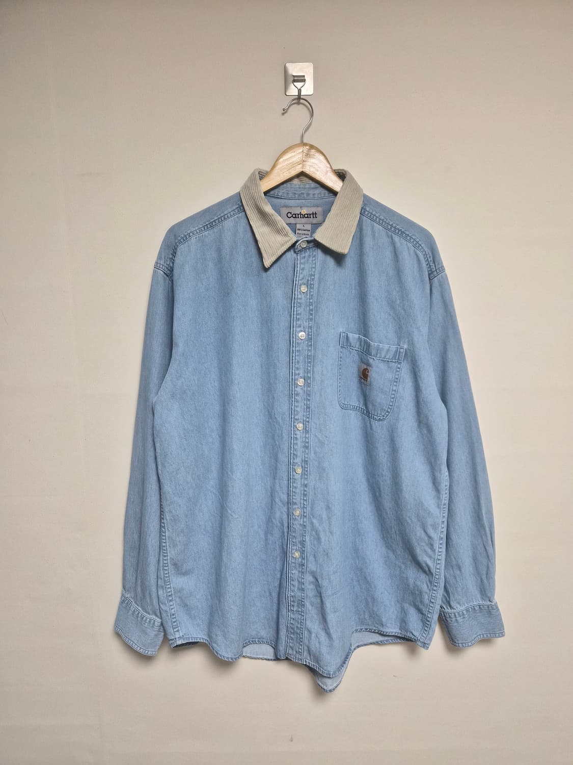 칼하트Carhartt 카라 배색 데님 셔츠 L - S239 상품이미지1