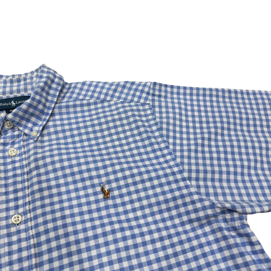 폴로 랄프로렌 포니 체크 반팔 셔츠 남방 블루 XL 상품이미지2