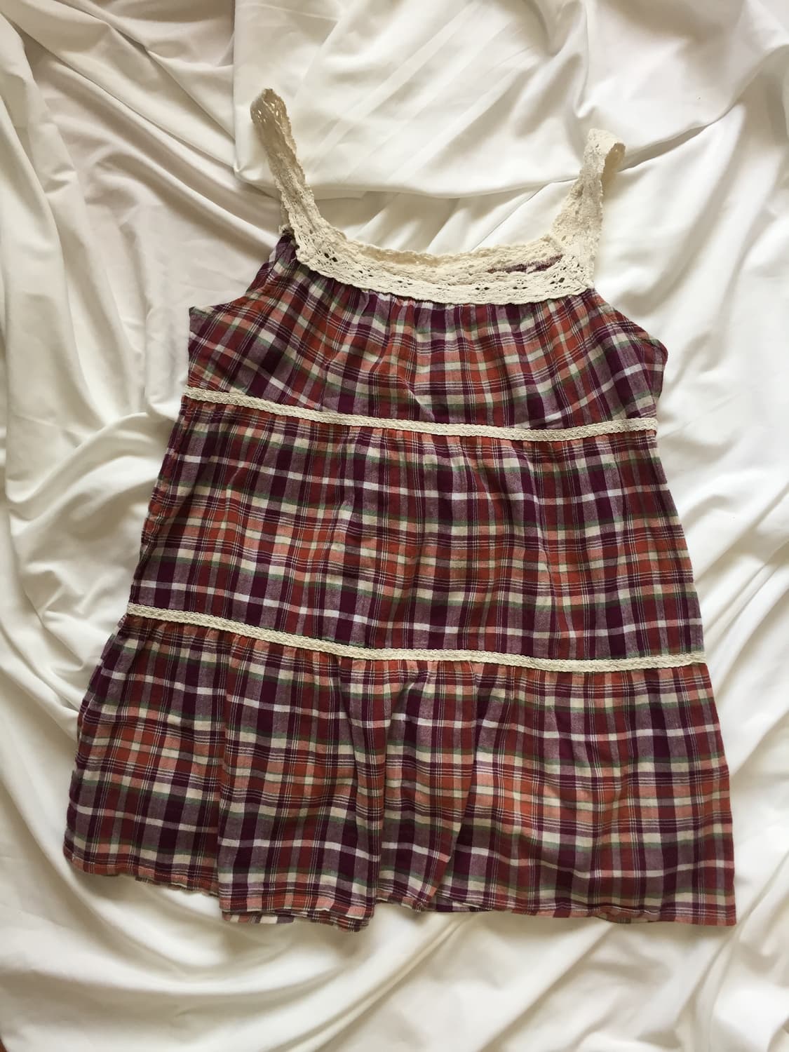 모리걸 하구미 체크 레이스 나시 상품이미지1