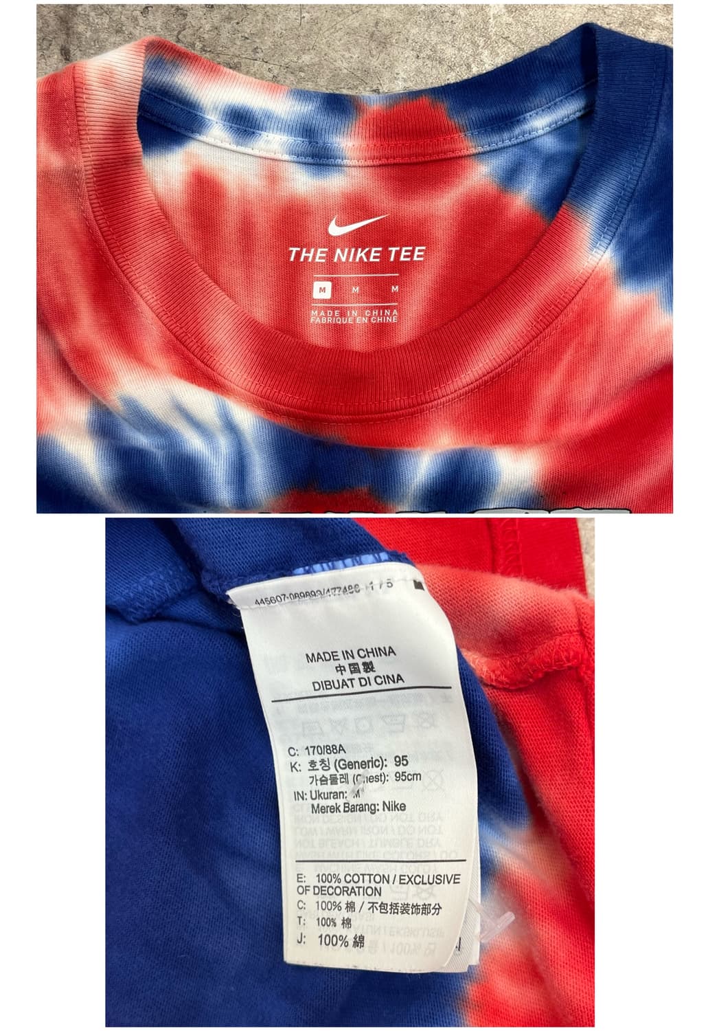 나이키 타이다이 프린팅 반팔티 레드 M #csz3744 상품이미지3