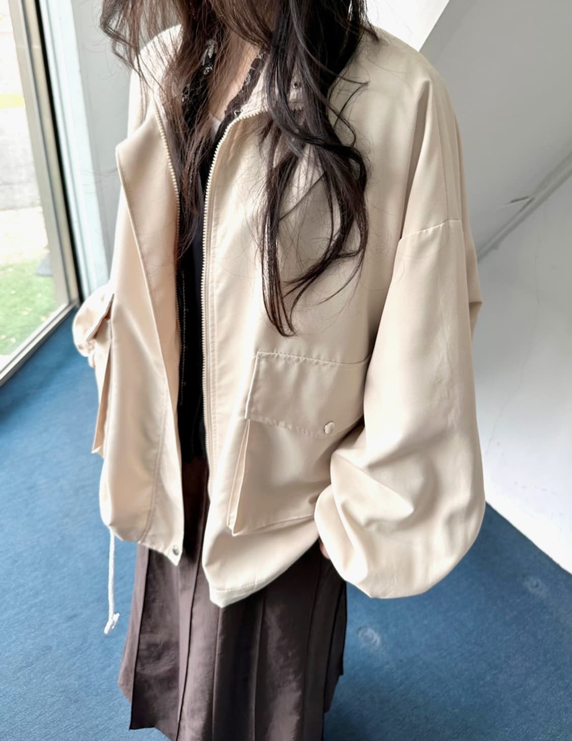 Light poly wide design mid parka 상품이미지8