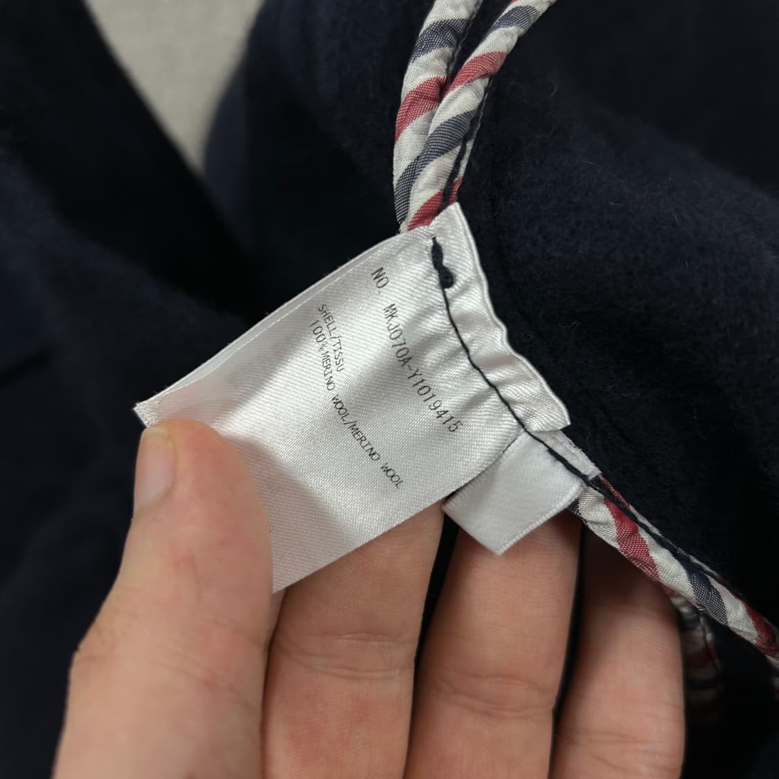 톰브라운 센터백 삼선 인타르시아 스트라이프 울 더플 코트(2) 상품이미지9