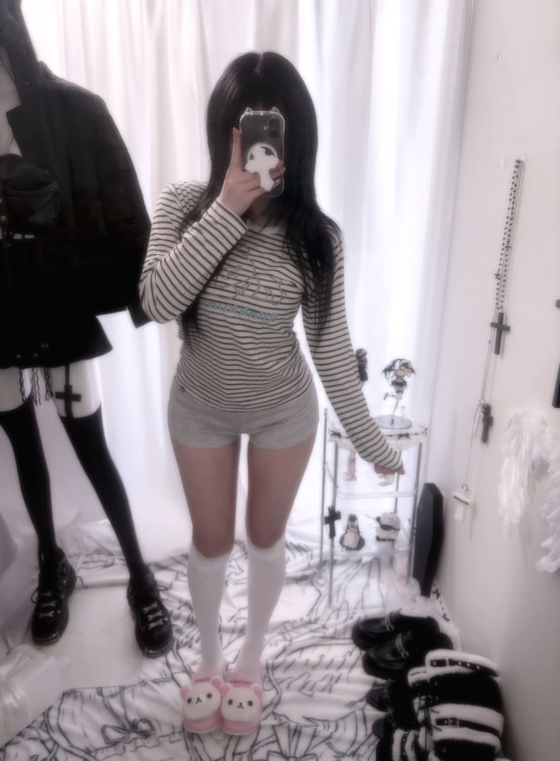 리락쿠마 줄무늬 롱슬리브 티셔츠 상품이미지2
