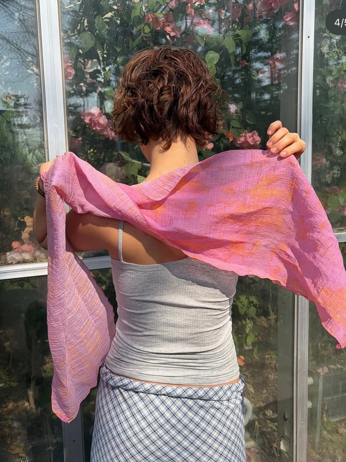 (새상품) 라이트그린 스카프 _ 핑크 상품이미지3