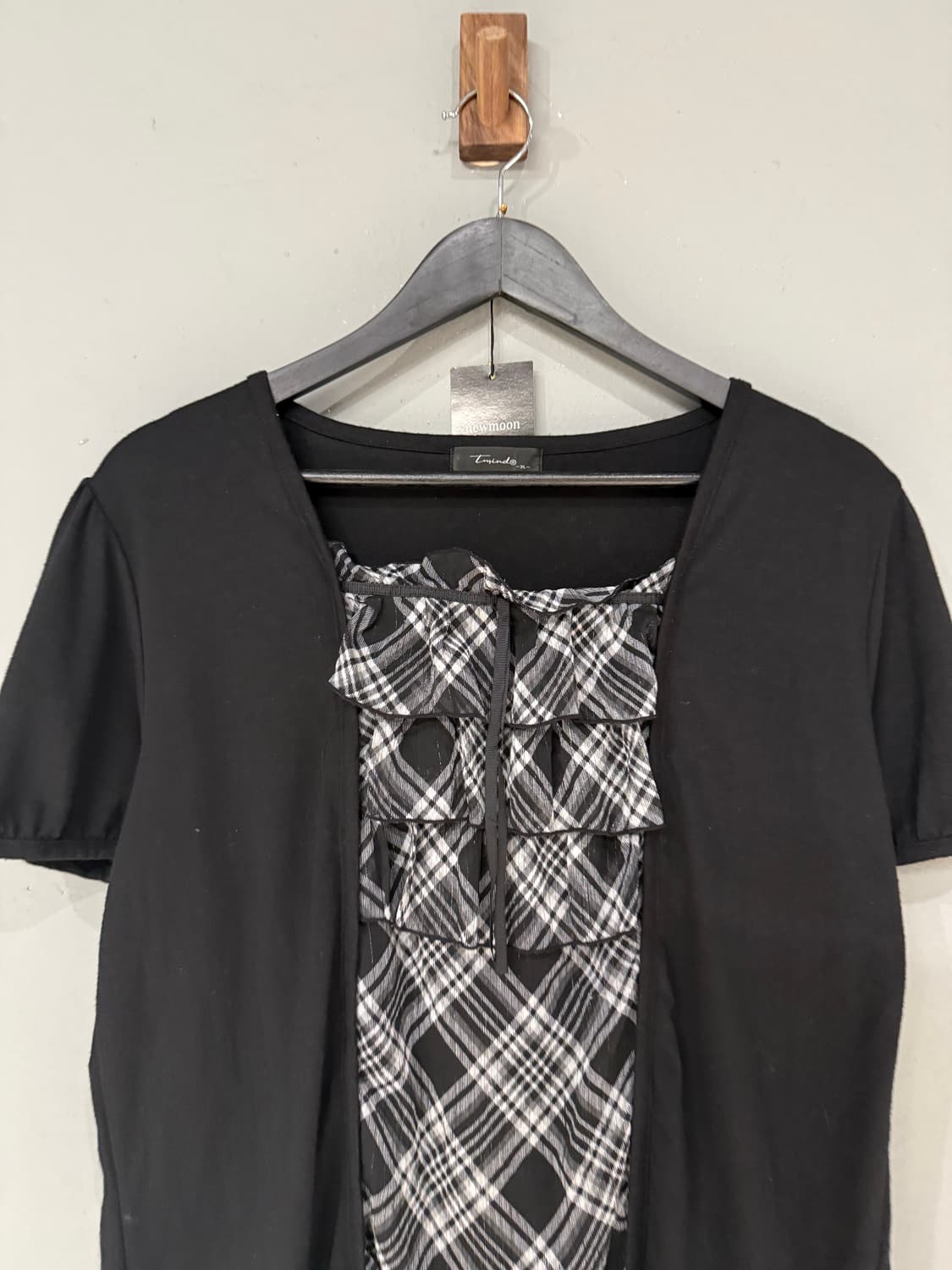 check pattern layered detail top  상품이미지5