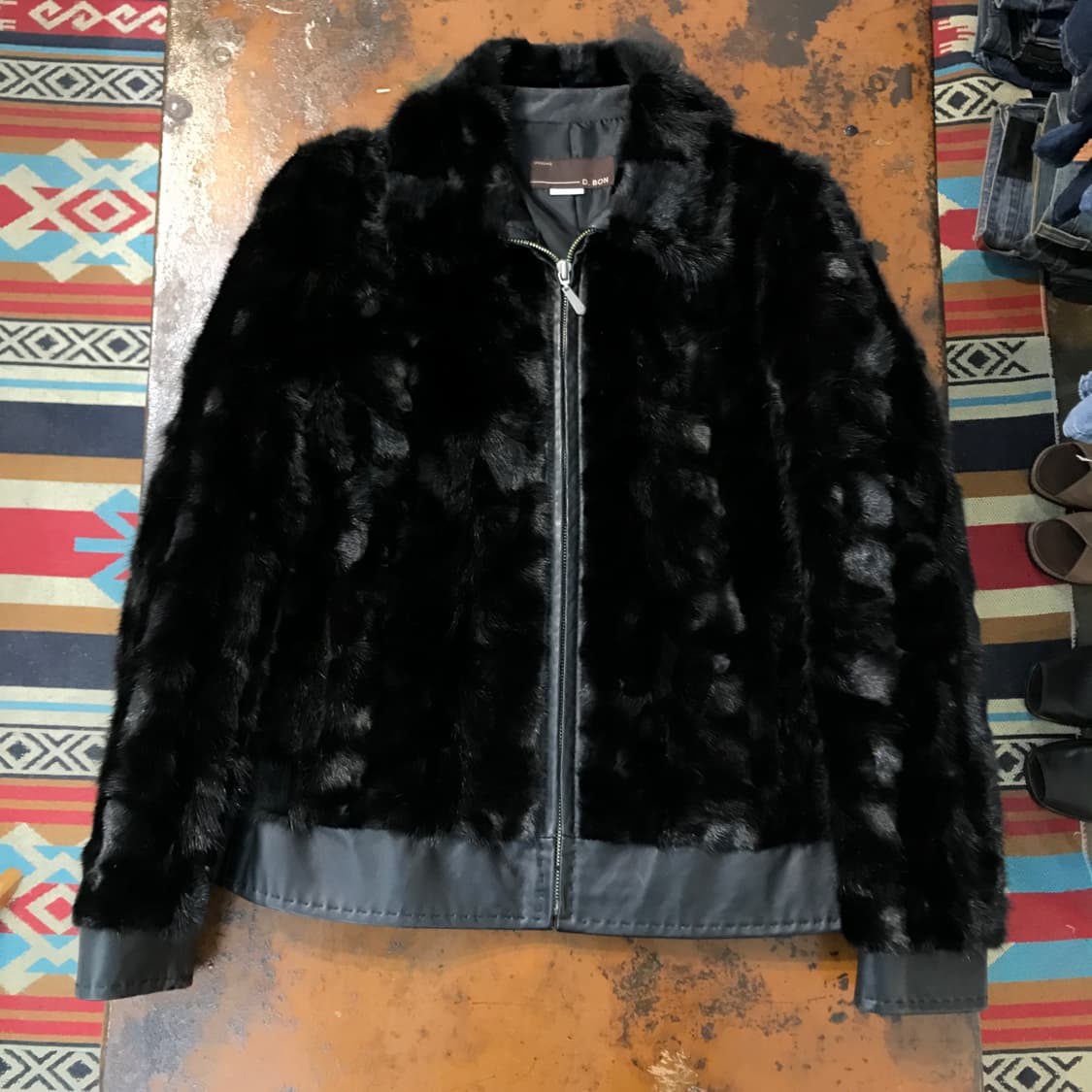 VTG 빈티지 블랙 밍크 양가죽 레이어드 레더 자켓 여성 55 사이즈 상품이미지1