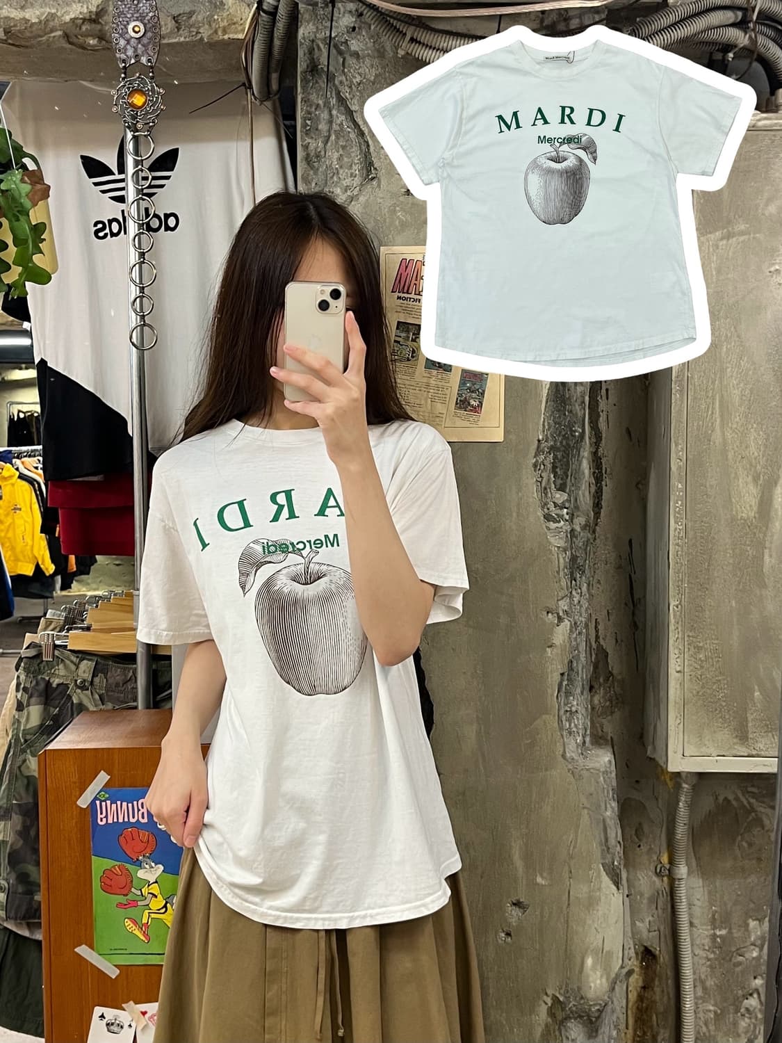 마르디 메르크디 반팔티 화이트 M #csz647 상품이미지1